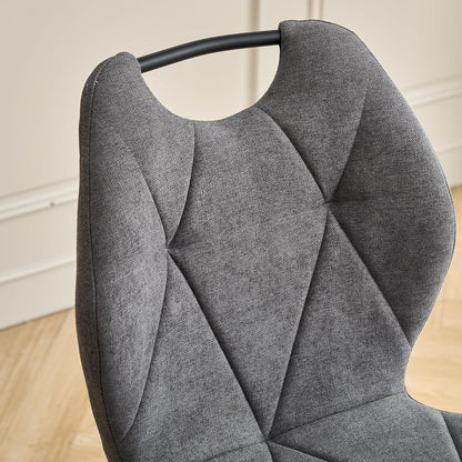 Rundes Esszimmer-Set mit 4 Leinenstühlen – Hellgelb & Grau