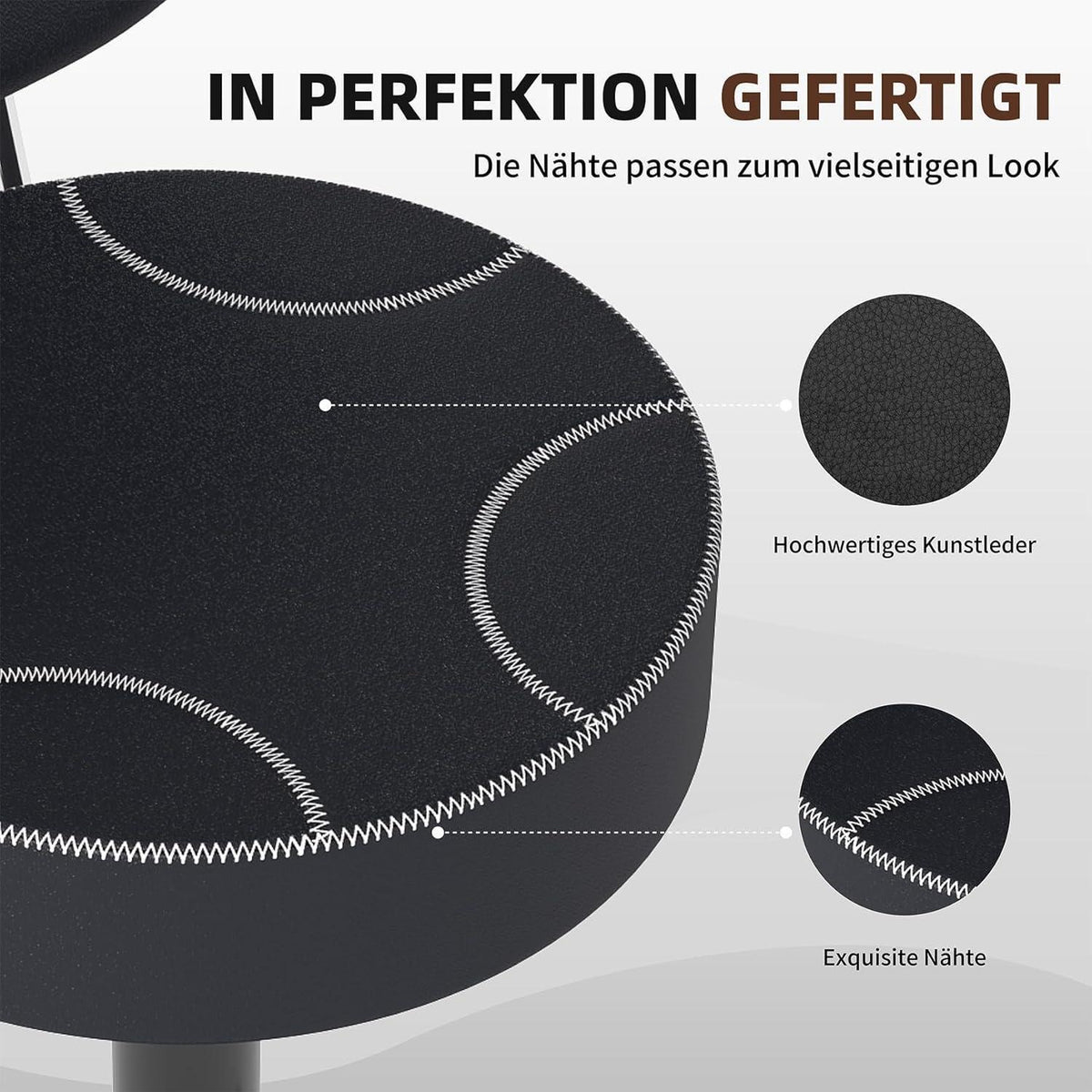 Drehbarer Barhocker mit Rückenlehne & Höhenverstellung Schwarz