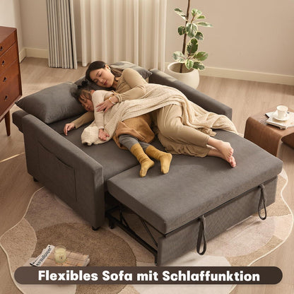Schlafsofa 2-Sitzer Grau – Ausziehbare Schlafcouch mit Verstelllehne