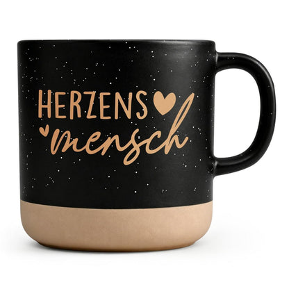 Herzensmensch Tasse - Geschenk für Freundin mit Spruch, 360ml Schwarz