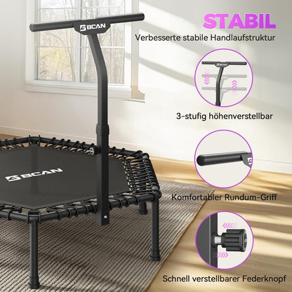 Fitness Trampolin Indoor mit verstellbarem Griff & Gummiseilen
