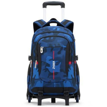 Schultrolley Rucksack Jungen Abnehmbar 6 Räder Tarn Blau 15,6"
