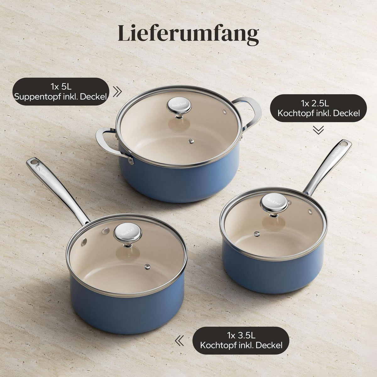 6-teiliges Keramik Topfset für Induktion & alle Herde