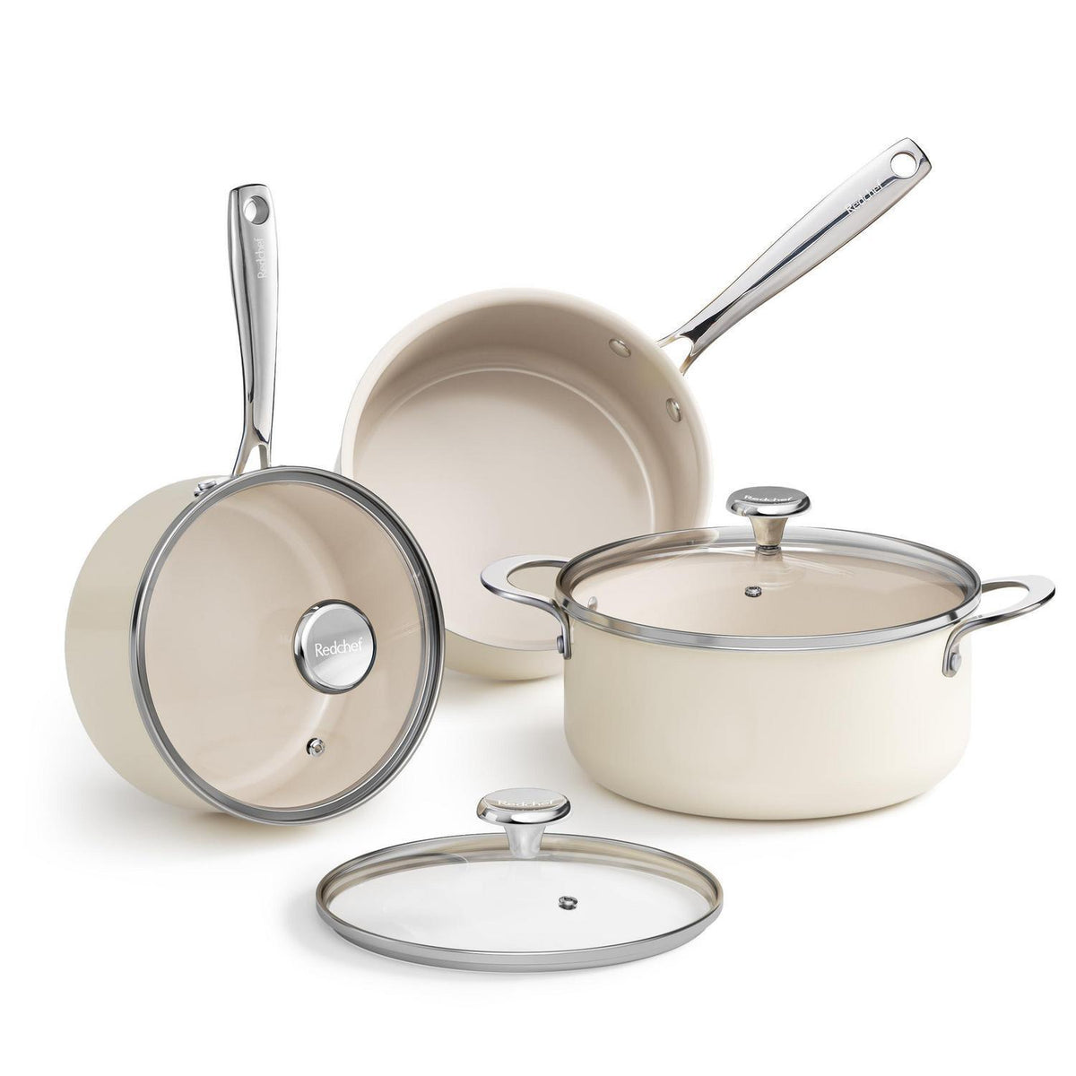 6-teiliges Keramik Topfset Induktion – Beige