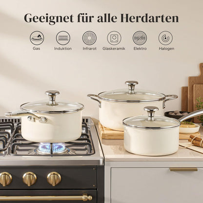 6-teiliges Keramik Topfset Induktion – Beige