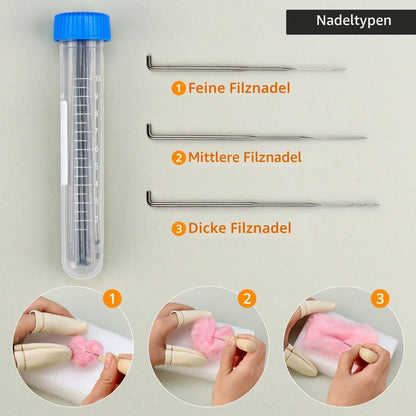 Filzset mit 72 Farben & Zubehör für Tierfiguren & Handarbeiten
