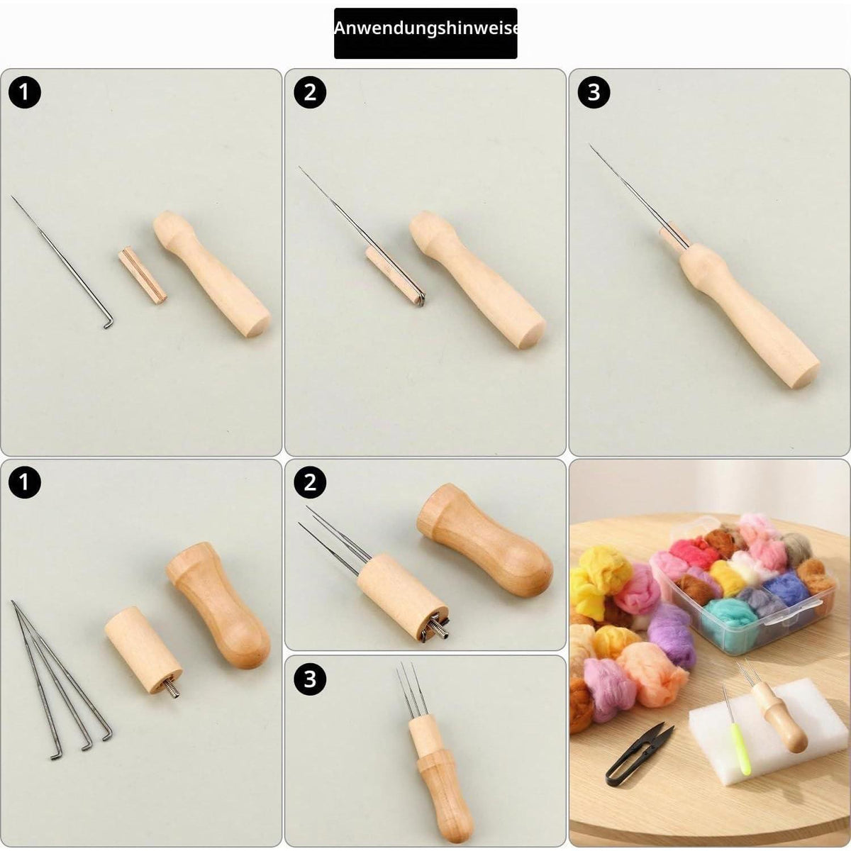 Filzset mit 72 Farben & Zubehör für Tierfiguren & Handarbeiten