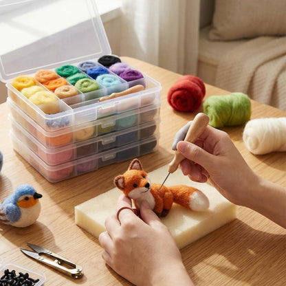 Filzset mit 72 Farben & Zubehör für Tierfiguren & Handarbeiten