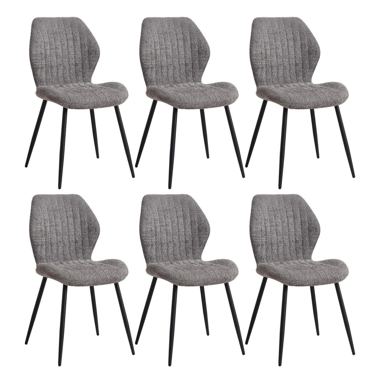 6er Set Esszimmerstühle Grau, Moderne Polsterstühle mit Streifenmuster
