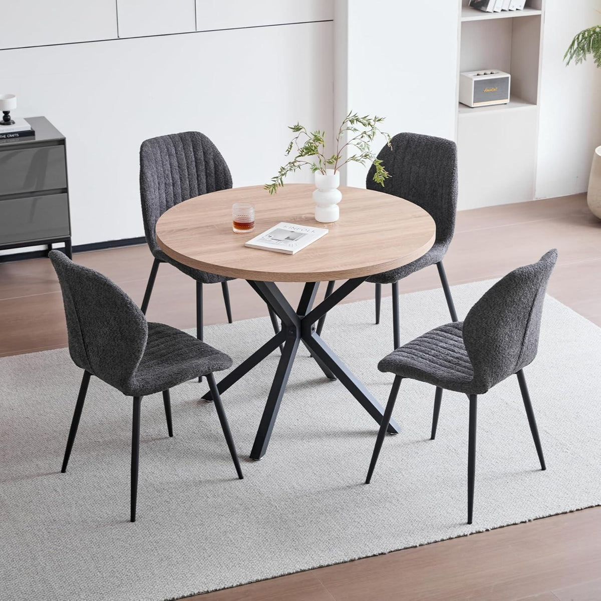 2er Set Esszimmerstühle Modern Schwarz Streifenmuster
