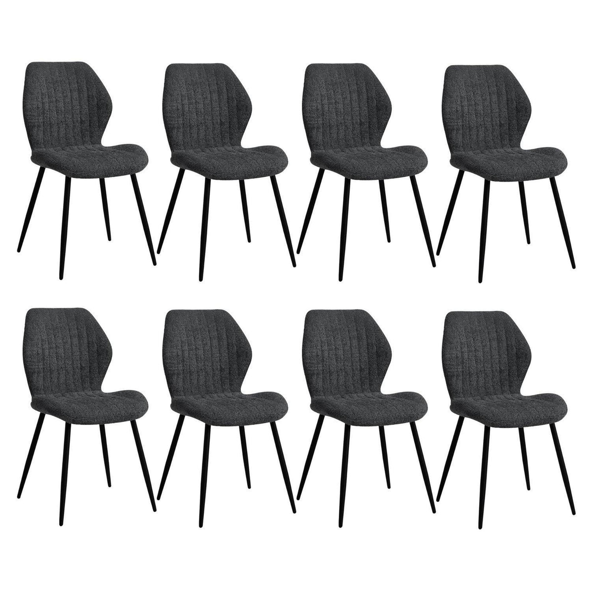 8er Set Esszimmerstühle Modern Schwarz Streifenmuster