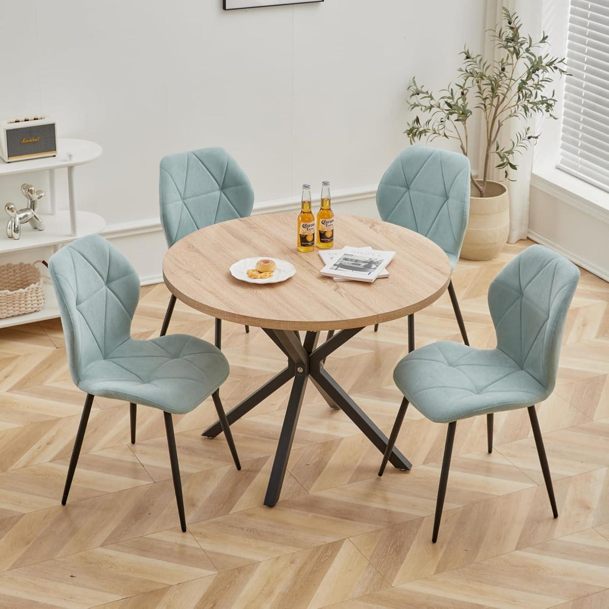 6 Esszimmerstühle Mintgrün, Modern & Gepolstert