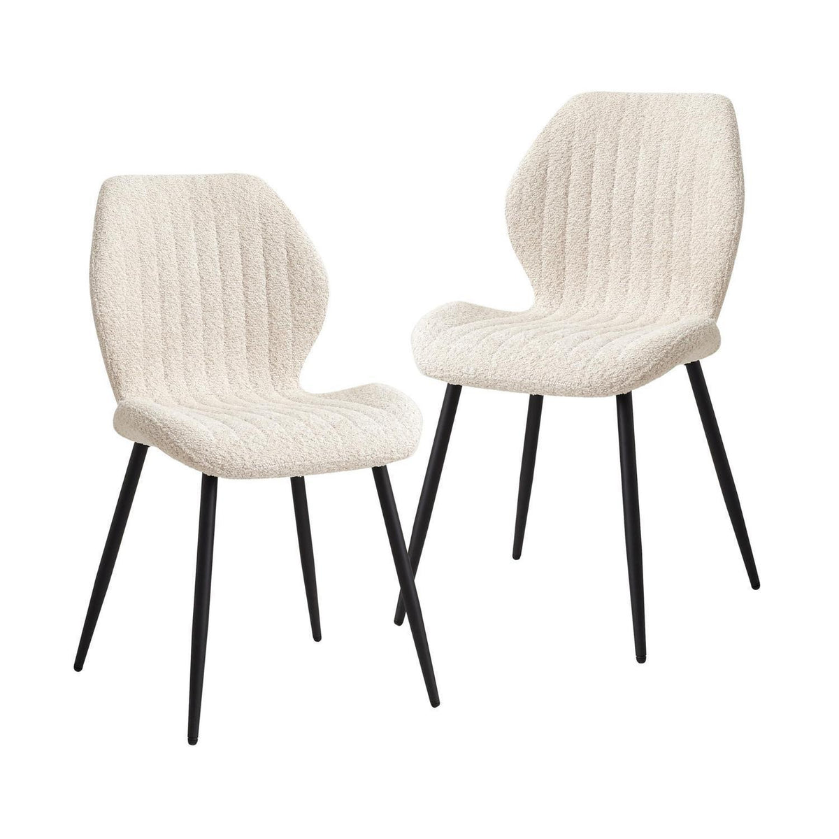 2er Set Esszimmerstühle Modern Beige Streifenmuster