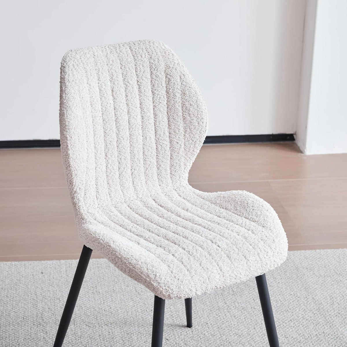 2er Set Esszimmerstühle Modern Beige Streifenmuster