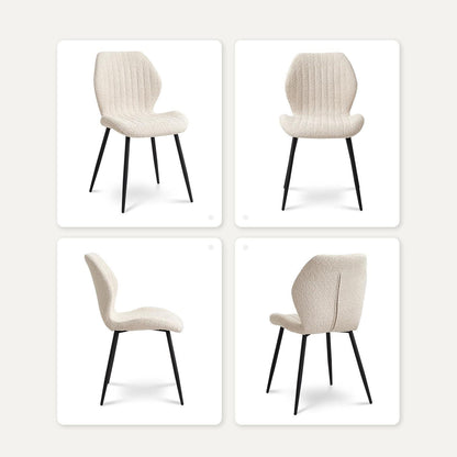 2er Set Esszimmerstühle Modern Beige Streifenmuster