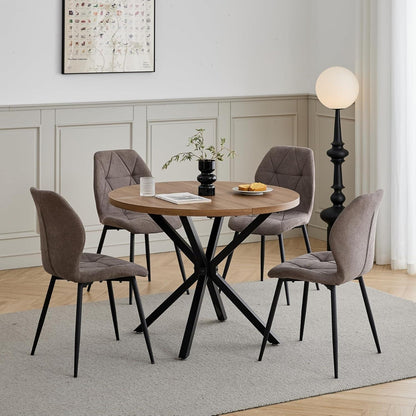 6er-Set Esszimmerstühle Modern Braun Gepolstert mit Rautenmuster