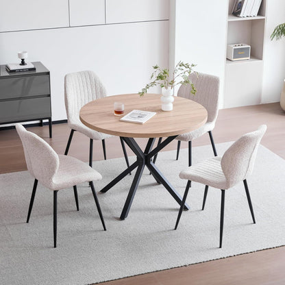6er Set Esszimmerstühle Modern Beige Streifenmuster