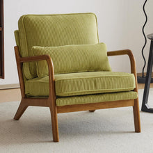 Gepolsterter Cord-Sessel Grün | Bequemer Lounge- & Lesesessel