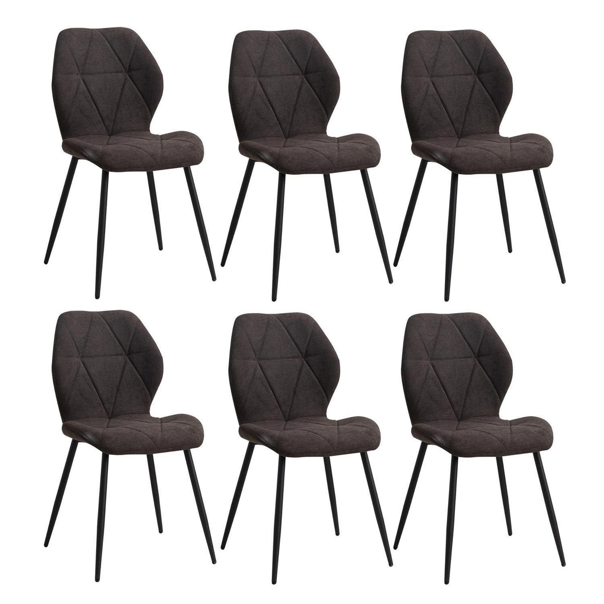 6er-Set Esszimmerstühle Modern Schwarz Gepolstert