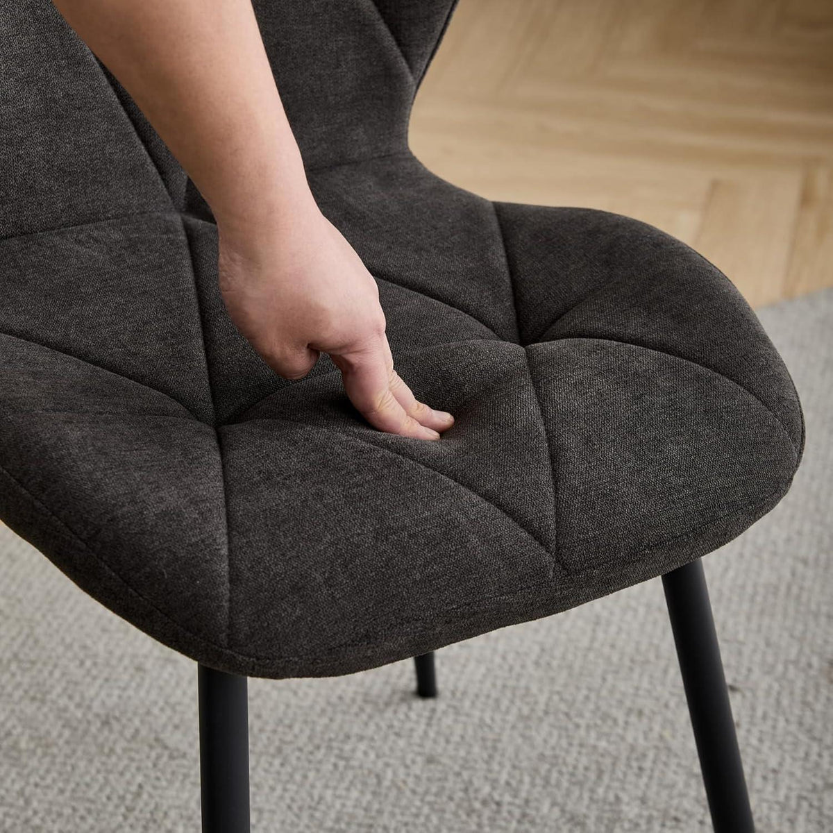 6er-Set Esszimmerstühle Modern Schwarz Gepolstert