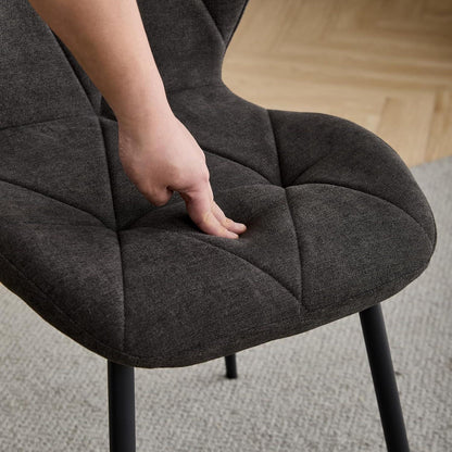 6er-Set Esszimmerstühle Modern Schwarz Gepolstert