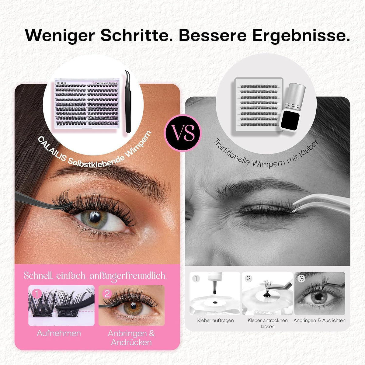 Selbstklebende Wimpern Extensions D Curl Wispy – Wiederverwendbar & Ohne Kleber