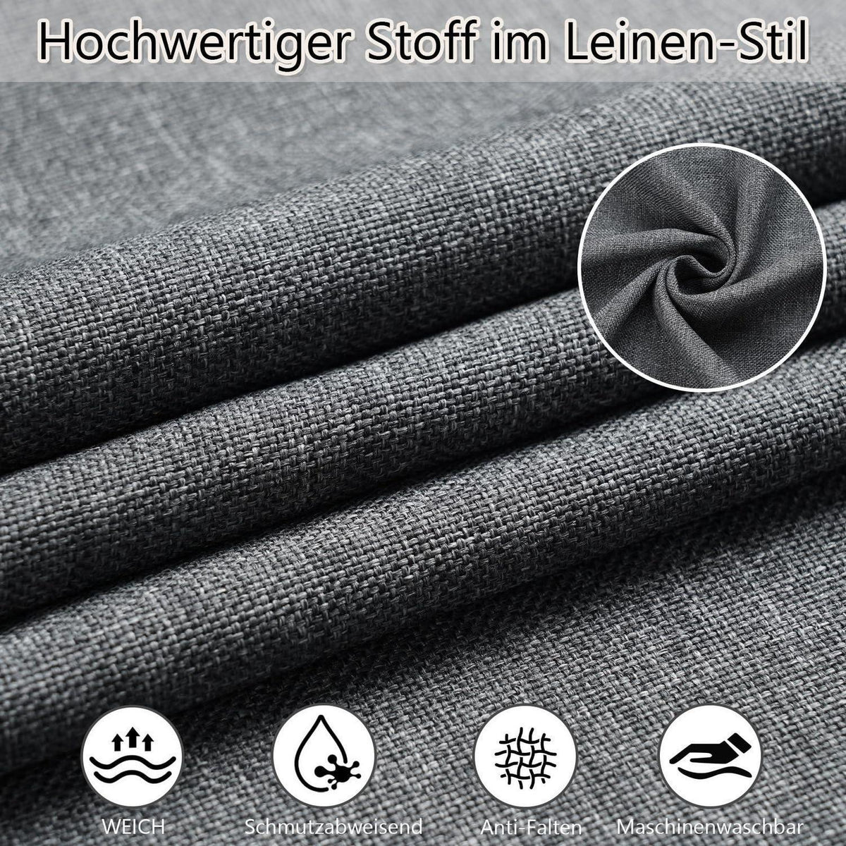 Runde Tischdecke Grau, wasserdicht & abwaschbar, Ø 140cm