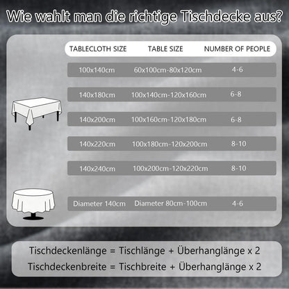 Runde Tischdecke Grau, wasserdicht & abwaschbar, Ø 140cm