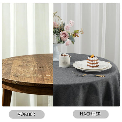 Runde Tischdecke Grau, wasserdicht & abwaschbar, Ø 140cm