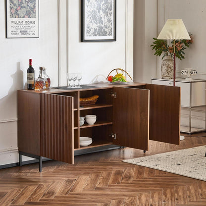 Sideboard Eiche dunkel - 3-türiger Mid-Century Schrank 150x40x80cm