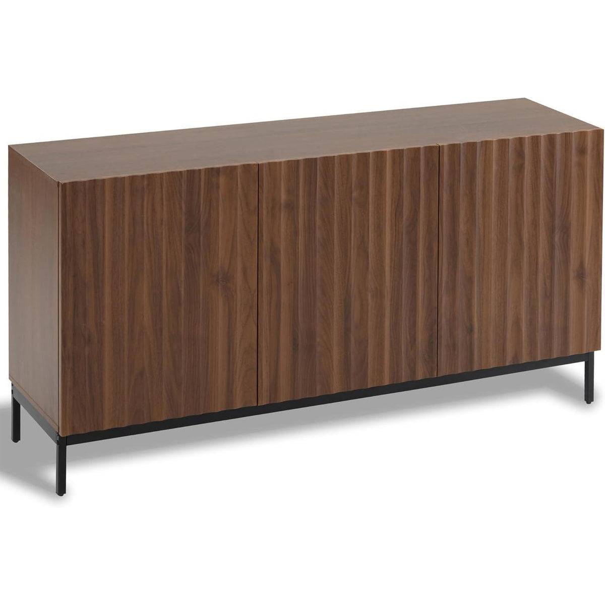 Sideboard Eiche dunkel - 3-türiger Mid-Century Schrank 150x40x80cm