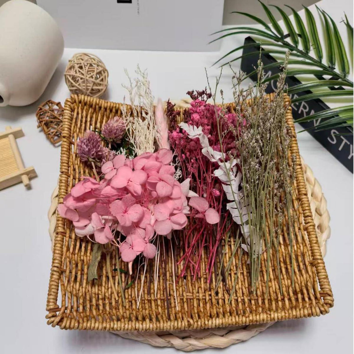 Getrocknete Blumen Set – Pink für DIY Deko & Basteln