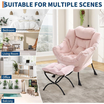 Loungestoel met Ottomanen – Comfortabele Leessessel Rosa Velvet