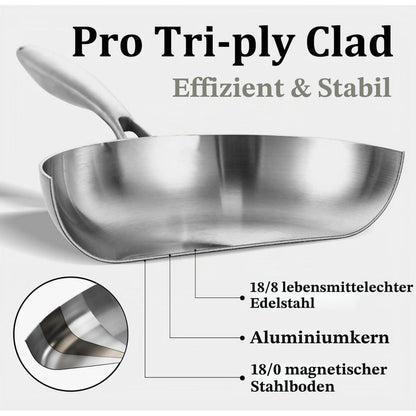 Edelstahl Pfannenset 5-teilig – Vielseitig & Ofenfest