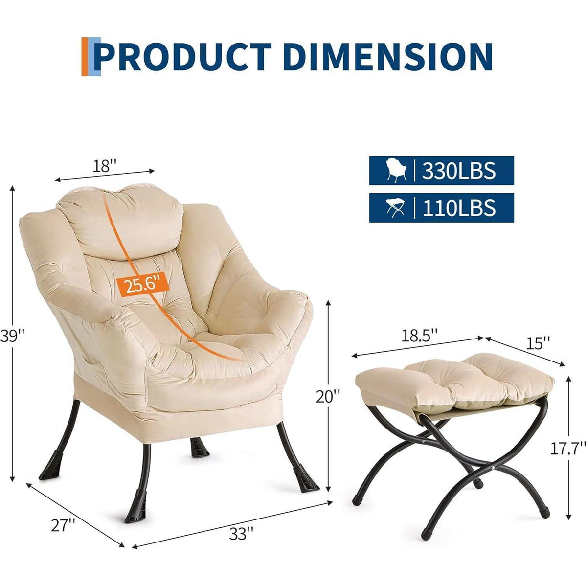 Lazy Chair mit Ottomane – Bequemer Lesesessel für Wohnzimmer