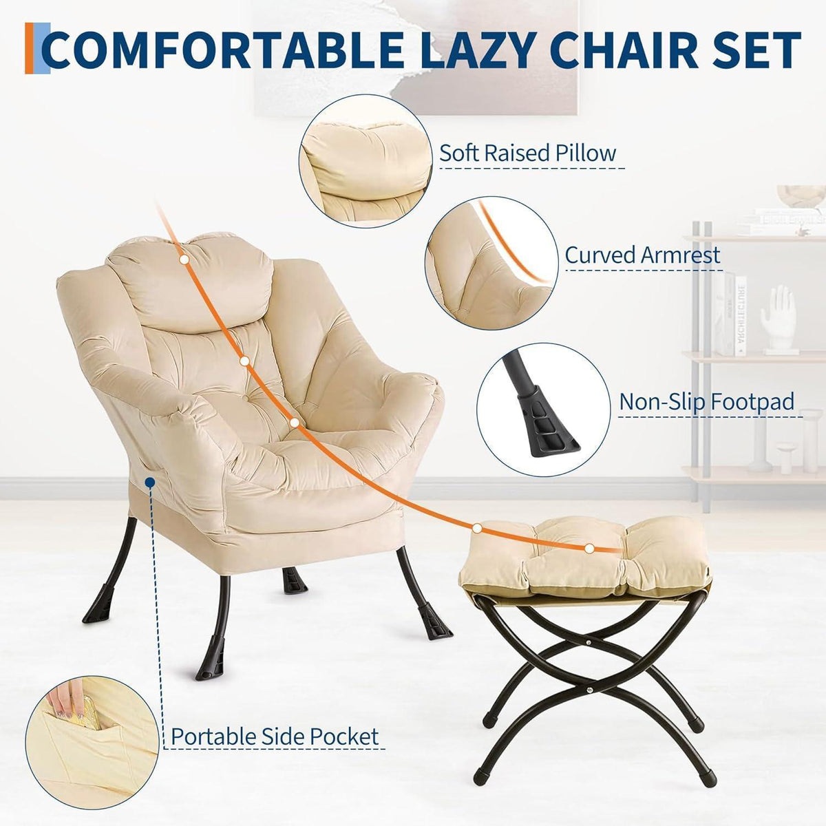 Lazy Chair mit Ottomane – Bequemer Lesesessel für Wohnzimmer