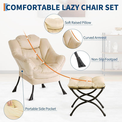 Lazy Chair mit Ottomane – Bequemer Lesesessel für Wohnzimmer