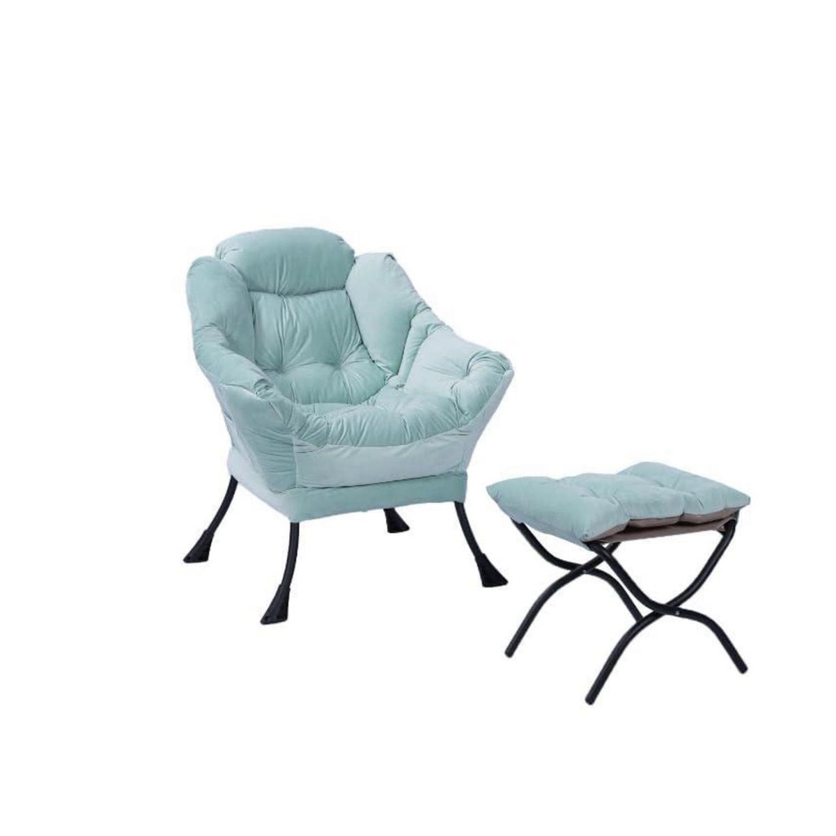 Lazy Chair mit Ottomane – Bequemer Lesesessel Blau
