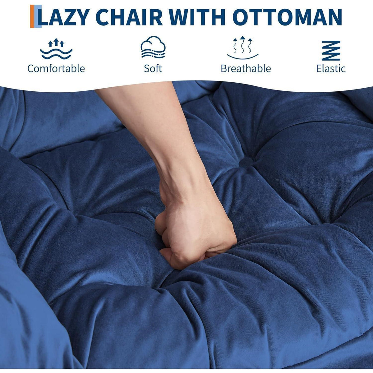 Lazy Chair mit Ottomane – Bequemer Lesesessel Marineblau