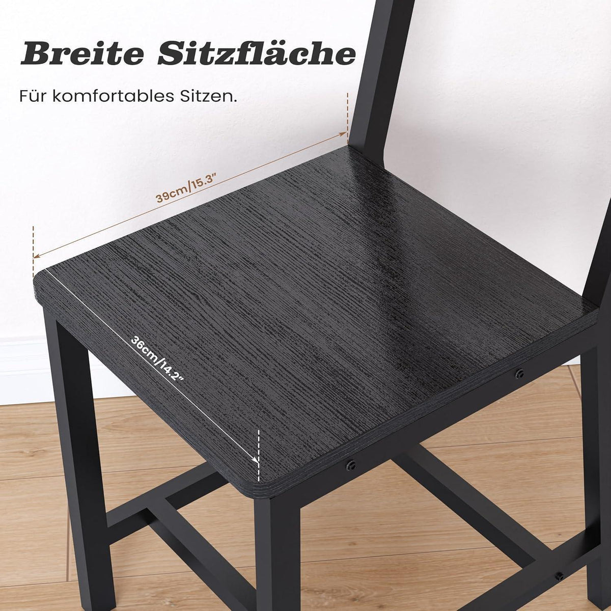 Esszimmerstühle 6er Set, Metallgestell, Schwarz