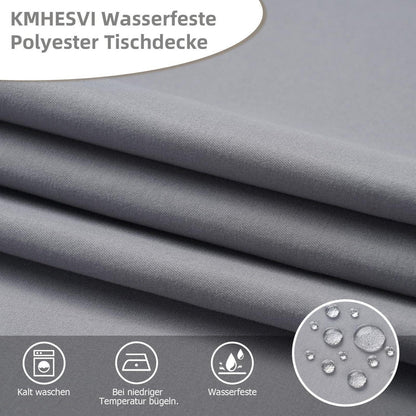 Graue Tischdecke Polyester 140cm Rund | Abwaschbar & Wetterfest
