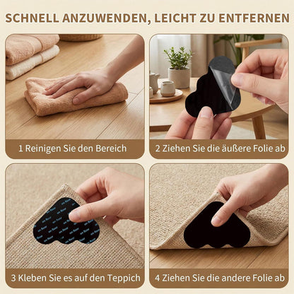24x Antirutschmatten für Teppiche – Wiederverwendbar & Waschbar