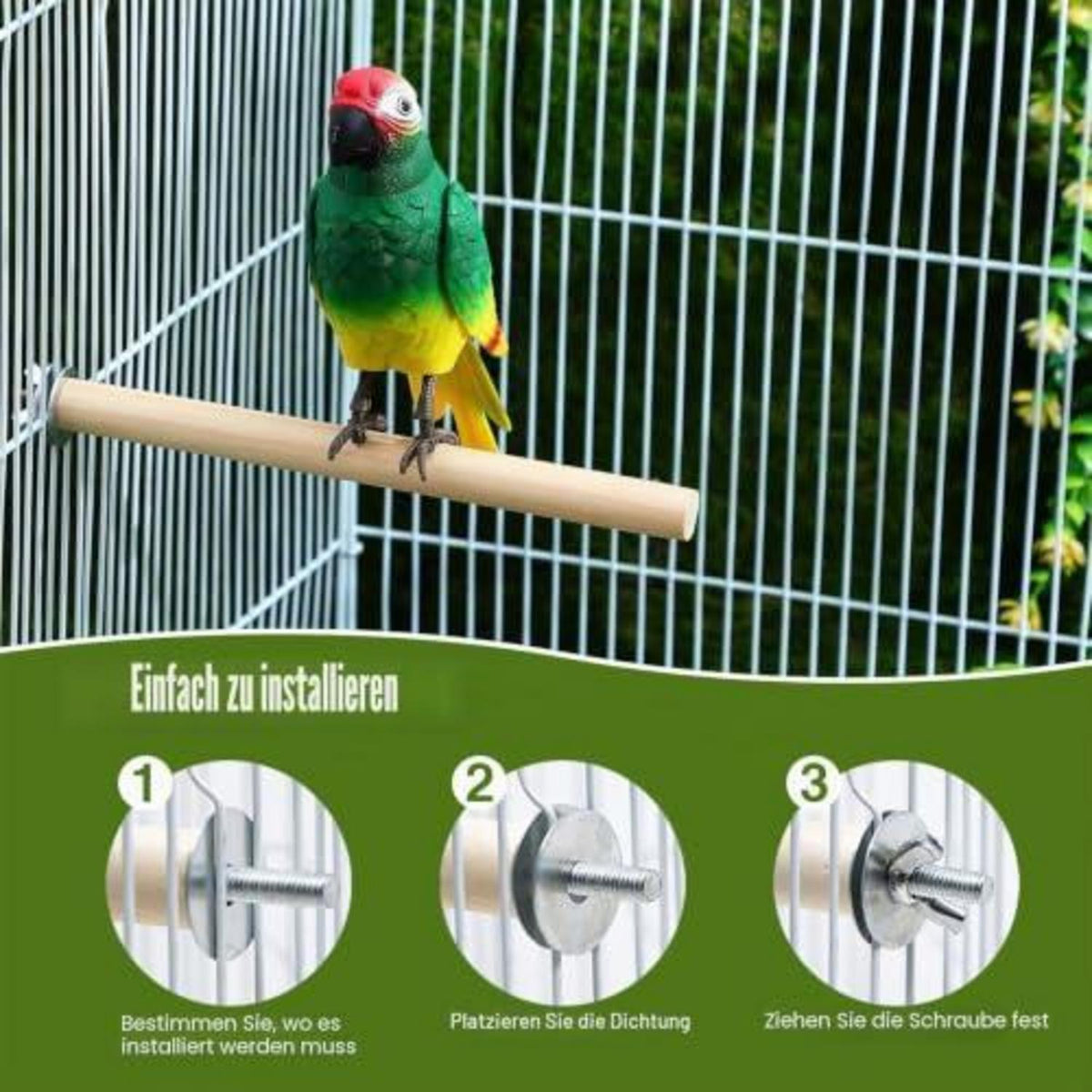 4x Wellensittich Spielzeug – Schaukel & Sitzstangen aus Holz