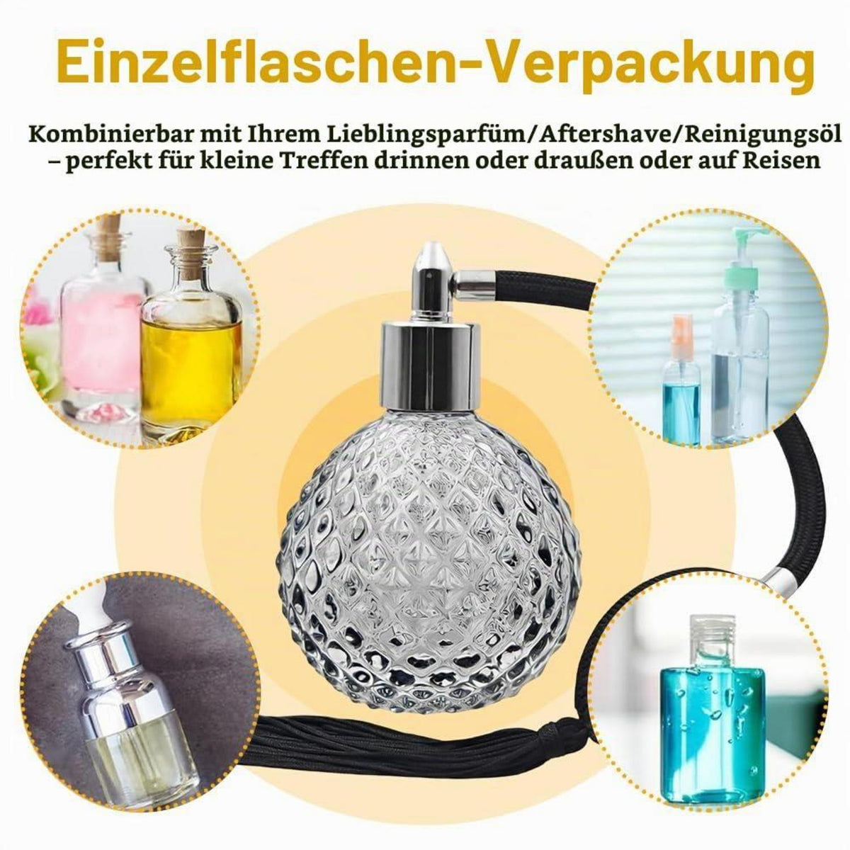 Nachfüllbarer Parfümzerstäuber 80ml Vintage Glas Black-sliver