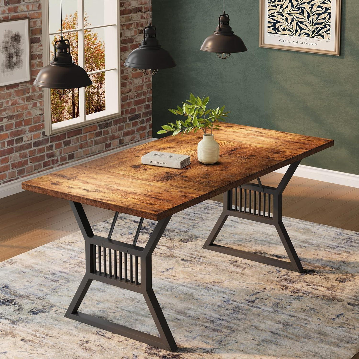 Industrietisch Esstisch Holz Metall 180x75x74 cm Retro Schwarz