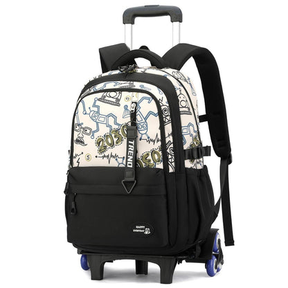 Schulrucksack mit Rollen für Jungen – Höhenverstellbarer Trolley Schwarz