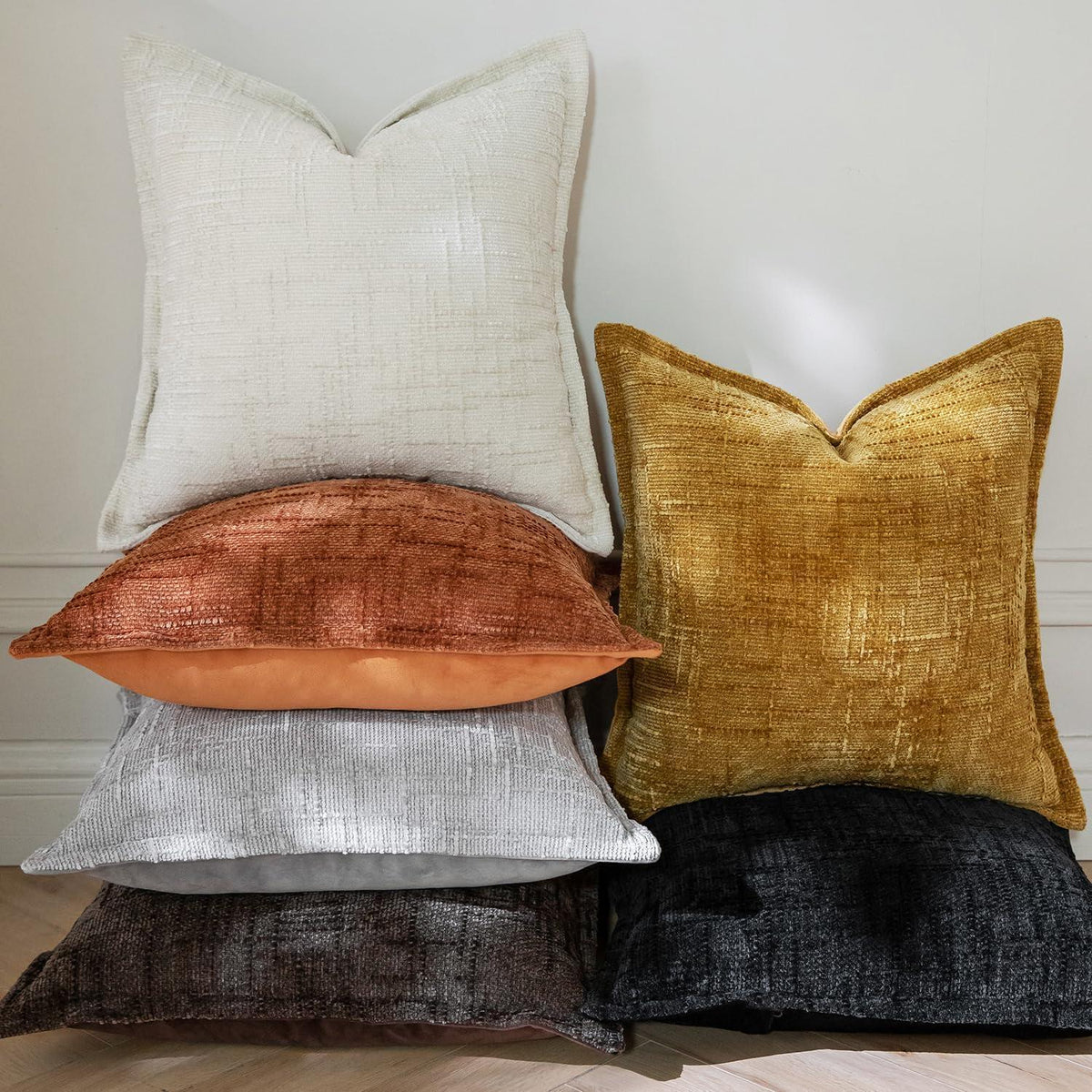 2x Kissenbezug Chenille 45x45 Schwarz – Weicher Samtzauber