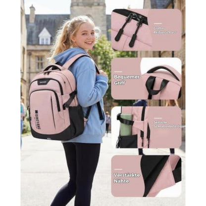 Schulrucksack Mädchen Teenager Rosa – 32L, Wasserdicht & Bequem