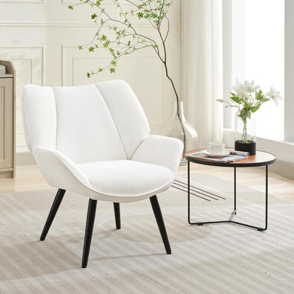 Lounge Sessel Cord Flügellehne Weiß – Bequemer Relax Sessel