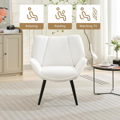 Lounge Sessel Cord Flügellehne Weiß – Bequemer Relax Sessel